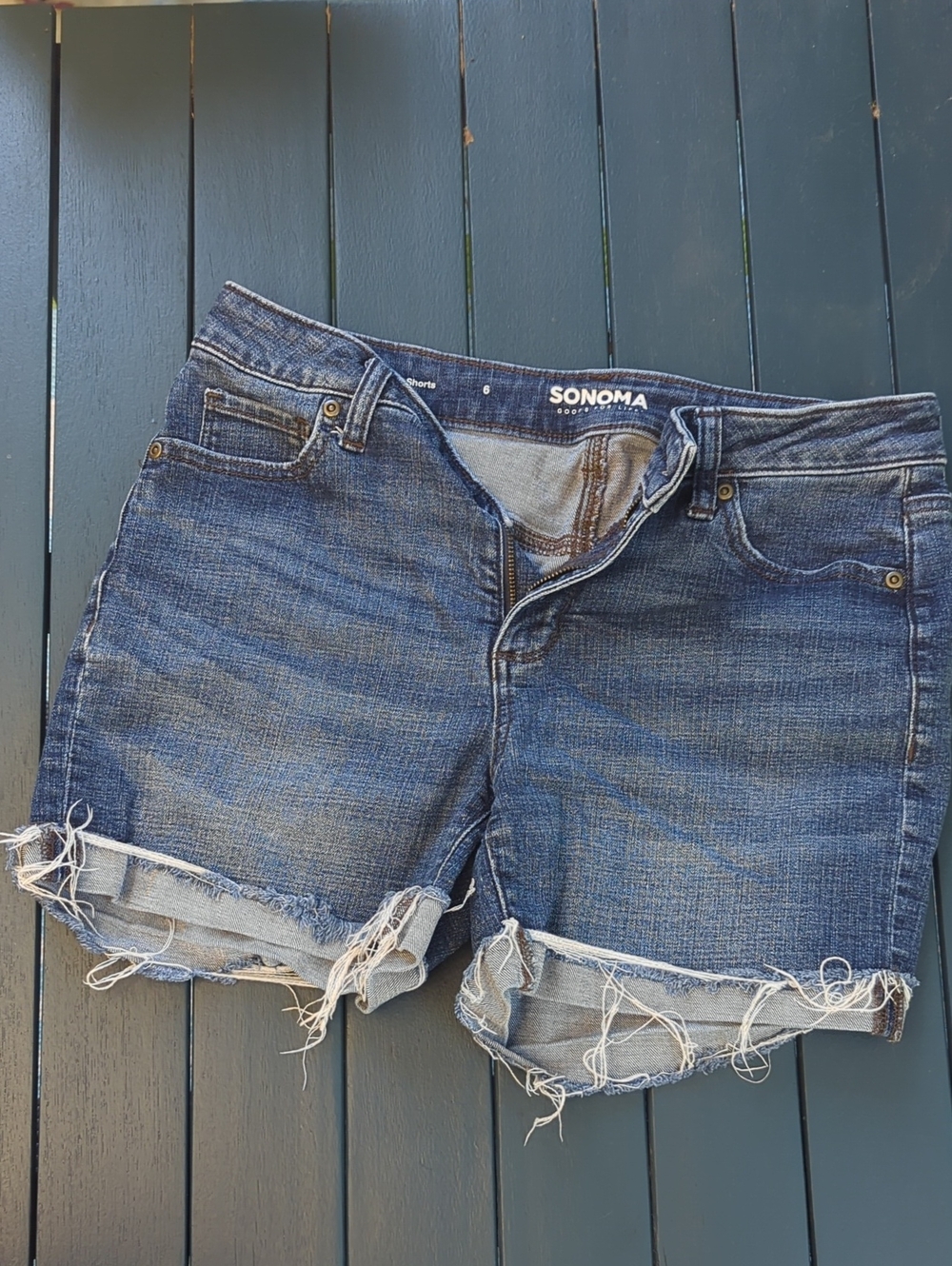 SONOMA Dark Blue Distressed Denim Jean Shorts